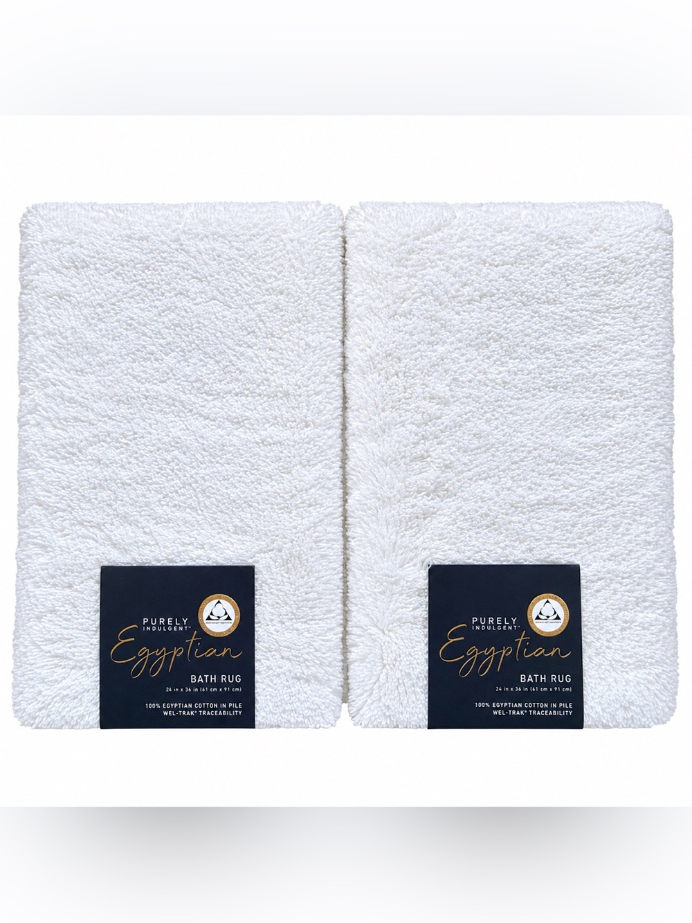 White Kids Bath Rug - Plush Cotton Bath Mat (Set of 2)